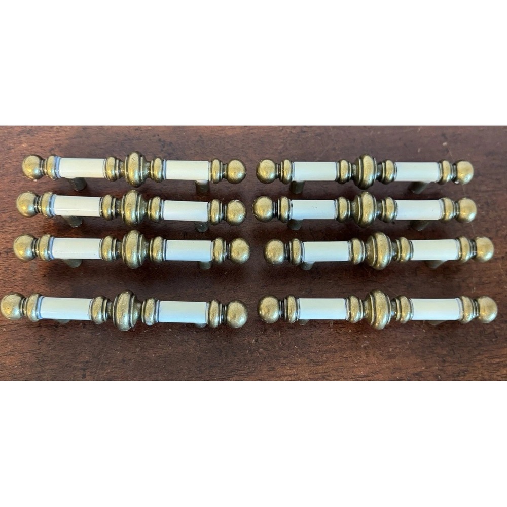 8 - 5" Cabinet Pull Handle Kitchen Bathroom Drawer White Center Brass 742